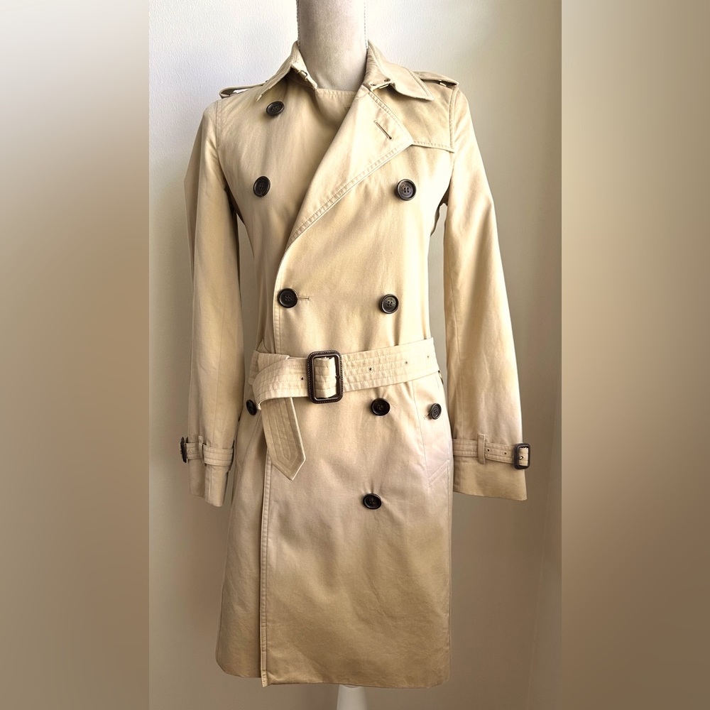 Burberry Beige Double-Breasted Trench Coat - Picture 1 of 12